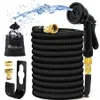Garden hose, flexible and durable magic hose with 8-function sprayer/hose hanger/storage bag/brass connector, (25 feet/black) a06223E
