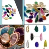 Arts And Crafts 40-55Mm Natural Blue Red Green Purple Agate Slice Stone Charms Wind Bell Tablet Diy Sweater Chain Pendant H Sports2010 Dhtnr