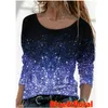 Frühling Herbst Damenmode Lose Beiläufige Blumendruck Langarm Rundhals T-Shirt Tops Blusen 220321