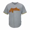 Xflsp GlaMit Aguilas CIBAENAS Dominican Custom Baseball Jersey Preto Amarelo Cinza Branco Costurado Nome Número