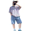 Ensembles de vêtements été enfants garçons t-shirt Shorts 2 pièces costume de Sport pour enfants adolescent coréen survêtements amples 5 à 14 ans vêtements