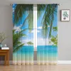 Curtain & Drapes Beach Green Coconut Tree Sky Clouds Tulle Sheer Window Curtains For Living Room The Bedroom Modern Voile Organza DrapesCurt