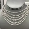 Nieuwe luxe 4 mm 5 mm hiphop zilveren kleur gotische tennis ketting nekketting lang voor mannen mannelijke vrouwen sieraden hele266Z