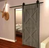 5FT-12TF Vintage Industriell Spoked European Black Steel Sliding Barn Door Closet Hårdvara Spår Kol