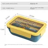 Lunch Box per microonde da 1100 ml Contenitore per alimenti portatile a 2 strati Pranzo sano Bento Box Lunchbox con posate 220727