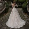 Andere trouwjurken Elegant Lace Applique A Line Scoop Neck Sweep Sweep Train Tule Bridal Jurys Vestido de Novia Odere