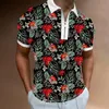 Męskie Polos Summer Męskie koszule swobodne nadrukowane 3D Topy krótkie rękawy moda Slim Fit Lapel Zip T Shirtsmen's Męskie