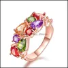 Bandringe Schmuck Colorf Zirkonia Roségold überzogener Versprechensring für Mädchen Frauen Größe 6 bis 9 als Hochzeitstag Jewe Dhtkh