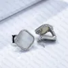Kvinnors silverörhängen Stud rostfritt klöver Elegant för kvinna Stål Titanium Classic 4 färg toppkvalitet