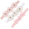 Baby Girls Solid Color Flower Headbands Toddler Elastic Hair Accessories Kids Pearl Crystal Headwear Newborn Decor