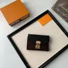 Top Quality Pallas Fold Short Wallets Cowhide Coin Purse Gold Lock Designer Luxury Clutch Bags Victorine Women Lady Passport Card 207n