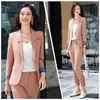 Femmes deux pièces pantalons bureau travail uniforme vêtements affaires dame 2 pièces ensemble femmes pantalons costumes mode 2022 formel Blazer veste pantalon