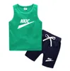 2pcs Kids Baby Boy Summer Clothing Sets Sleeveless Tank Tops Brand LOGO Print Drawstring Shorts Sportwear Clothes Sets