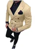 Handsome Peak Lapel Groomsmen Double-Breasted Groom Tuxedos Man's Suits Wedding/Prom/Dinner Man Blazer(Jacket+Pants+Tie) K688