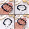 Gliederkette Armbänder Schmuck Link 8 9-10 mm schwarze Keshi Runde Perle Armbandlink Drop Lieferung 2021 Dh1Bu