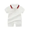 2022夏の新しいラペル半袖ベビーロンパース新生児のジャンプスーツ高品質デザイナー子供服綿の赤ちゃんワンピース