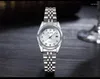 Нарученные часы wlisth Бренд дата водонепроницаемые кристаллы мужчины смотрят стальные запястья платья платья подарки часы Montre Homme Relojwristwatc