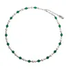 2022SS Collar de hip-hop original Collar Contraste Color de perlas Verde Pearlucos para hombres Nicho de lujo de moda All-Match Jewel