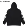 GONTHWID Hip Hop Hoodie Sweatshirt Streetwear Earth Skeleton Print Punk Gothic Hooded Winter Harajuku Cotton Pullover Black 220325