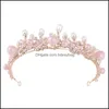 Wedding Hair Jewelry Bridal Crowns Bands Korean Bride Crystal Tiara Princess Pearl Crown Tiaras Head Dh35N