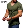 Męskie koszulki z krótkim rękawem na ramię na ramię uliczne streetwear Hip Hop Summer Thirt Men Longline Curved Hem Tshirt Slim Funny T-Shirt plus size S-