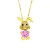 Colliers Pendentif Kawaii Collier De Pâques Pour Enfants Filles Cristal Rose Plaqué Or Chaîne Animaux Bijoux Cadeaux Nkew19Pendentif ColliersPendentif N