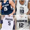 Xflsp NCAA College Utah State Aggies Basketball Jersey 5 Sam Merrill 23 Neemias Queta 2 Sean Bairstow 13 Liam McChesney Custom Stitched