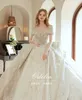 2022 Glamorous Luxury Ball Gowns Wedding Dresses Off Shoulder Dubai Arabic New Lace 3D Flowers Beading Wedding Dress Bridal Gowns