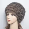 Berets Natural Mink Woven Hat Winter Ladies Warm Outdoor Leisure Business Luxury Authentic Princess 2022