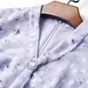 Evnisi Elegant Purple Murffon Bow Shirt Robe Summer Floral décontracté robes pour femmes Office Lady Vestidos 220516