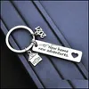 Keychains Fashion Accessories 2021 Rostfritt stål Husuppvärmning Keychain Pendant Family Love Creative House Lage Decoration Key Ring 12x50mm