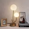 Nouveau Laiton nordique Double têtes boule de verre lampes de Table salon chambre chevet étude doré fer lampes de bureau