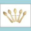 Disposable Wooden Spoon Mini Ice Cream Wood Dessert Scoop Wedding Party Tableware Kitchen Accessories Tool Drop Delivery 2021 Spoons Flatwar