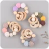 Toothing Baby Pacifier Chain Wood Set Appease Baby Silicone Beads DIY Big Wool Ball Heart Nipple Chains 11 5bq T2