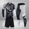 Men's Tracksuits Long Johns Mens Thermal Underwear Set Compression Thermo Men's Spandex Leggings Gym Fitness Jogging Sportswear JoggersM
