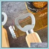 Openers Kitchen Tools Kitchen Dining Bar Home Garden Stainless Steel Wooden Handle Wood Wine Beer Bottle Opener Party Wedding Gift Barten