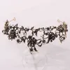 Barock vintage svart lila kristall pärlor brud tiaras krona rhinestone pagant diadem slöja tiara bröllop hår tillbehör h220414
