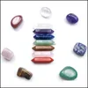 Stone Loose Beads Jewelry 7 Chakra Set Reiki Natural Crystal Stones Polishing Rock Quartz Yoga Energy Bead Healing Decora Dhgrj