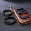 Simple Handwoven Leather Stone Tiger Eye Bracelet Bangle Cuff Wristband Braided Multilayer Wrap Men's Bracelets Hip Hop Fashion Jewelry Gift