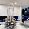 VARM! Party Dekoration Partihandel 10 Arms Lång Stemmed Modern Clear Acrylic Tube Orkan Crystal Candle Holders Bröllopsbordet Centerpieces