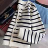 Kvinnors tröjor Spring Black White Striped Knit Short Cardigan Women Korean Sweater Casual Elegant Long Tophomens Je