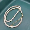 Catene da 4 mm Neckace White Fresh Water Pearl Collace 14k Oro Regolabile a catena regolabile Pearle perline per perline per perline di girocollo Collier Perlas Perlas W5392746