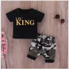 Boys New Summer Baby Letters Printed Short Sleeve T shirt Camouflage Shorts 2pcs Set Kids Clothing Sets Children Outfits Toddler Suit Retail