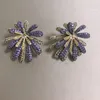 Stud Bilincolor Fashion Cubic Zirconia Yellow And Purple Sparkle Orecchino a fiore grande per donnaStud