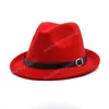 Fedoras Fedoras Hat para homens, Mulheres Cowboy Trilby Cap Homburg Church Jazz Hat With Belt