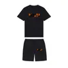 Conjunto de agasalhos masculinos com estampa de letras e shorts esporte casual conjunto preto pulôver camiseta gola redonda e calça curta ST888