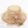 FS Sommer Organza Fascinator Hut faltbar Hochzeit Kirche Kleider Kentucky Hüte für Frauen elegante rosa breite Krempe Fedora 2208124824317