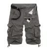 Summer Cotton Men Fashion Multi Pocket Solid Color Causal Mens Loose Outdoor MID Cargo Shorts No Belt 220610