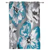 Curtain & Drapes Flower Blue Grey Texture Modern Window Curtains Living Room Bathroom Kitchen Household ProductsCurtain