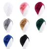 Nya ruffle blommor muslimska turban kvinnor hattar afrikanska headwrap damer håravfall huvudbonader hijib cap femme musulman turbante mujer